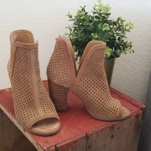 Lucky Brand suede Perforated high heel booties